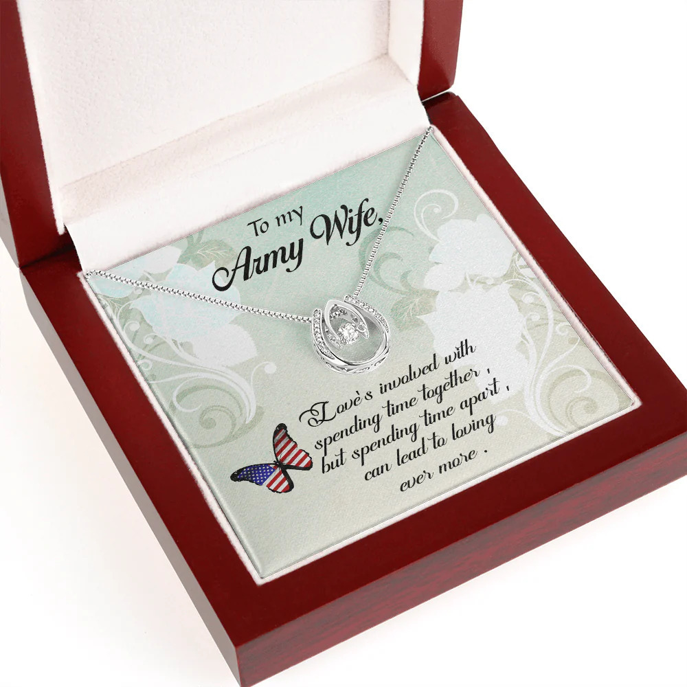 Army Wife Loving More Lucky Horseshoe Necklace Luxury Box